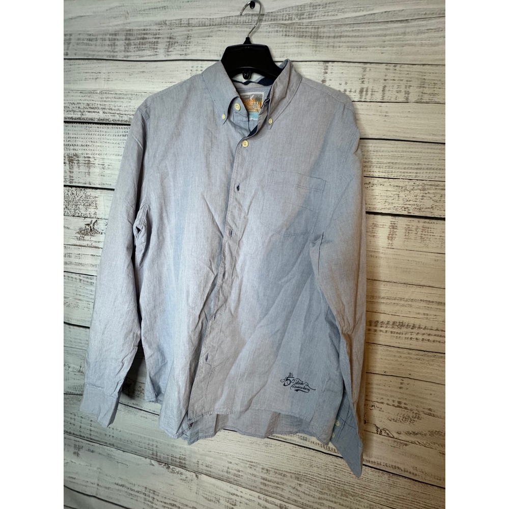 Margaritaville Mens 5 O'clock Somewhere Cotton Roll Tab Button Down Shirt Blue L